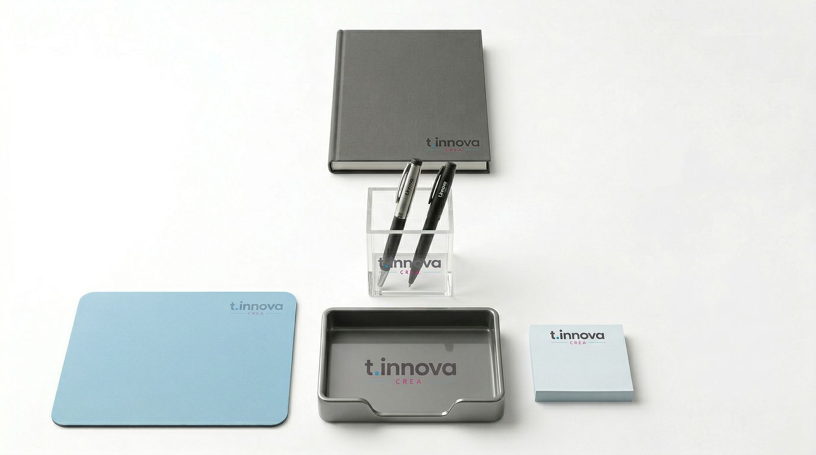 Branded notebooks and desk items