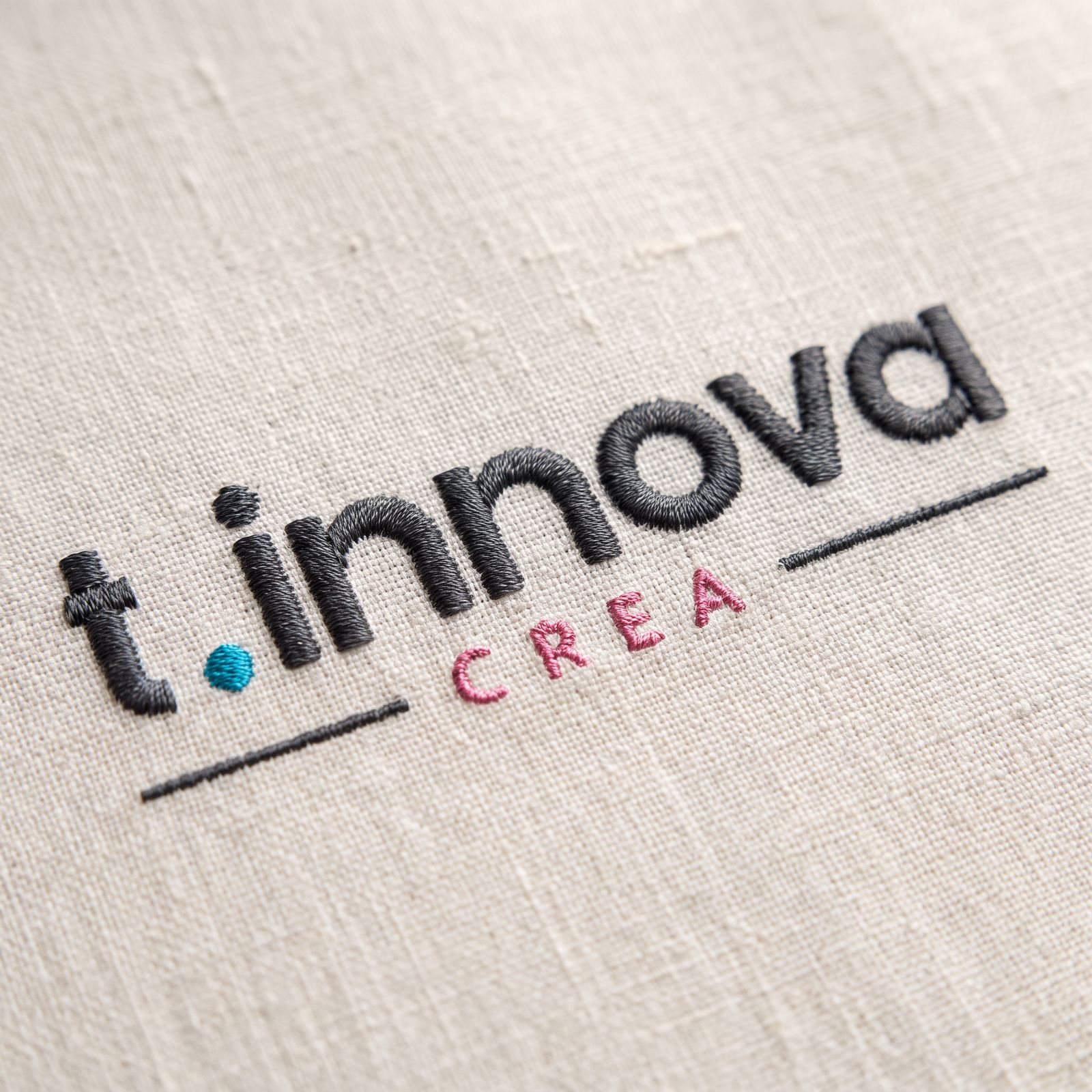 Embroidered logo on fabric